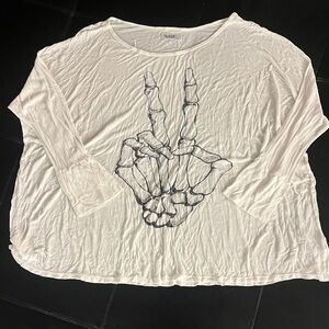 Lauren Moshi White Long Sleeve Tee with Skeleton Design *OVERSIZED*